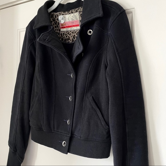 Free People Black Button Up Sweatshirt Jacket - Picture 3 of 7